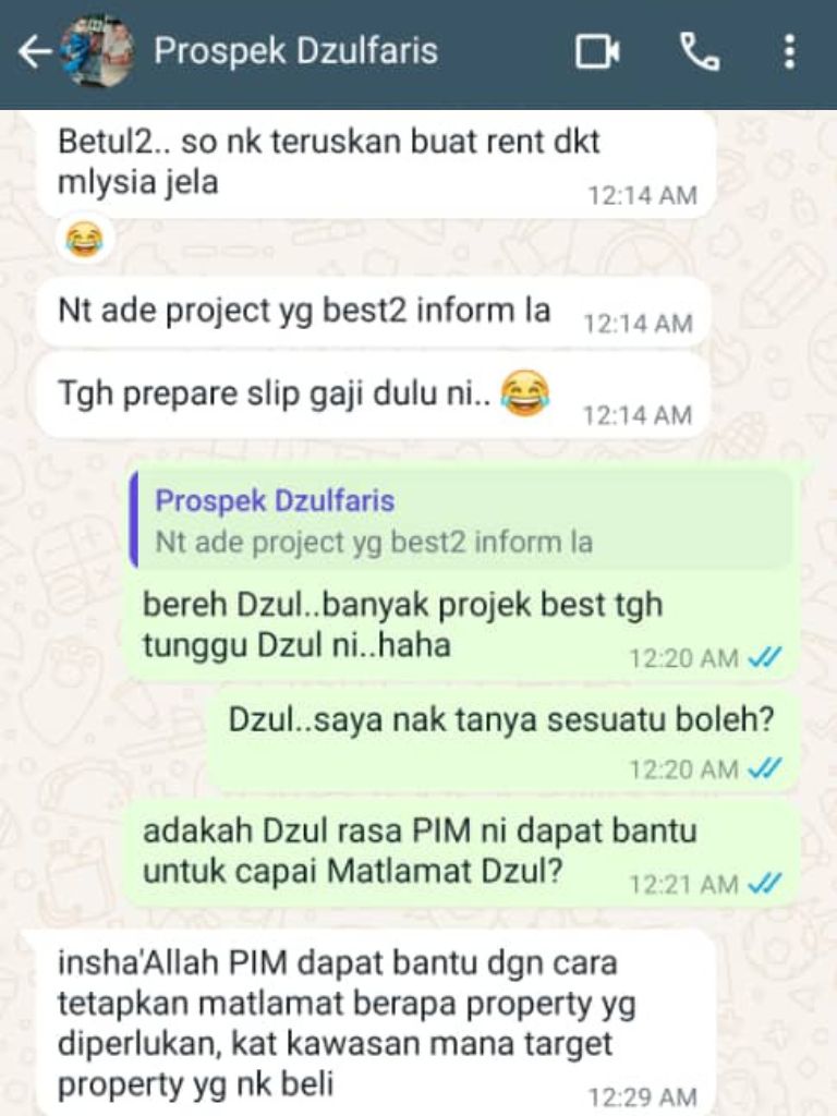 Maklum balas Dzul ingin mencari projek baru untuk pelaburan hartanah