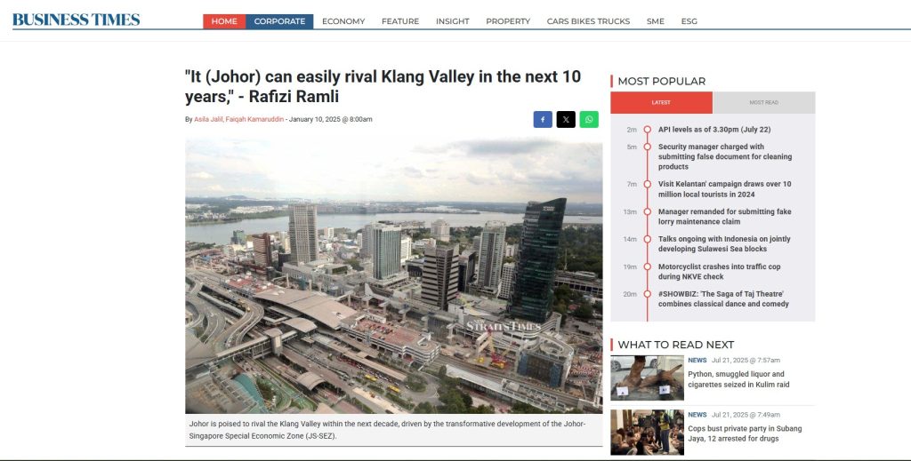 Special Economic Zone JB Singapore potential to Property Investor